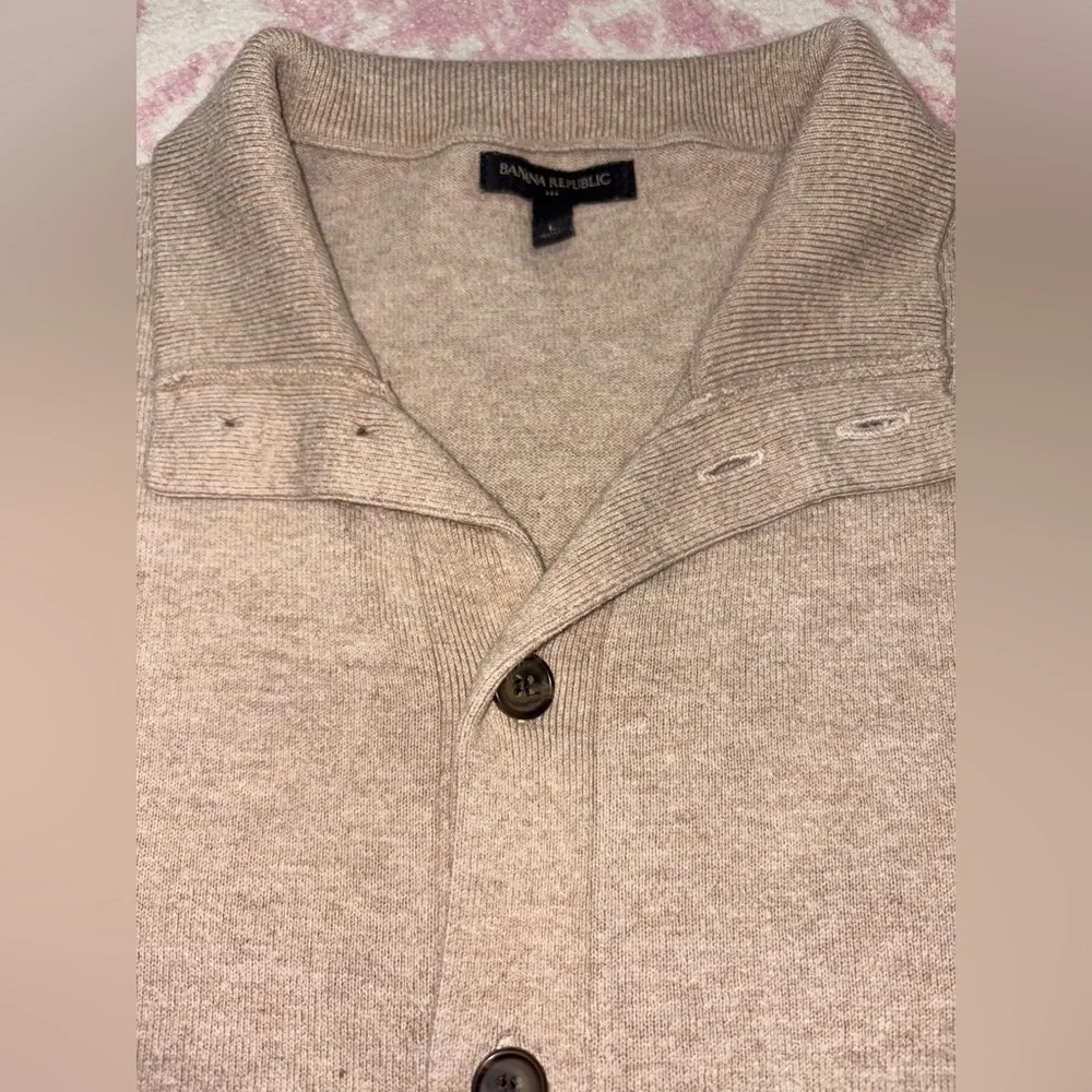 Banana Republic Cotton & Wool Blend Beige Collar Button Up Cardigan Men’s L